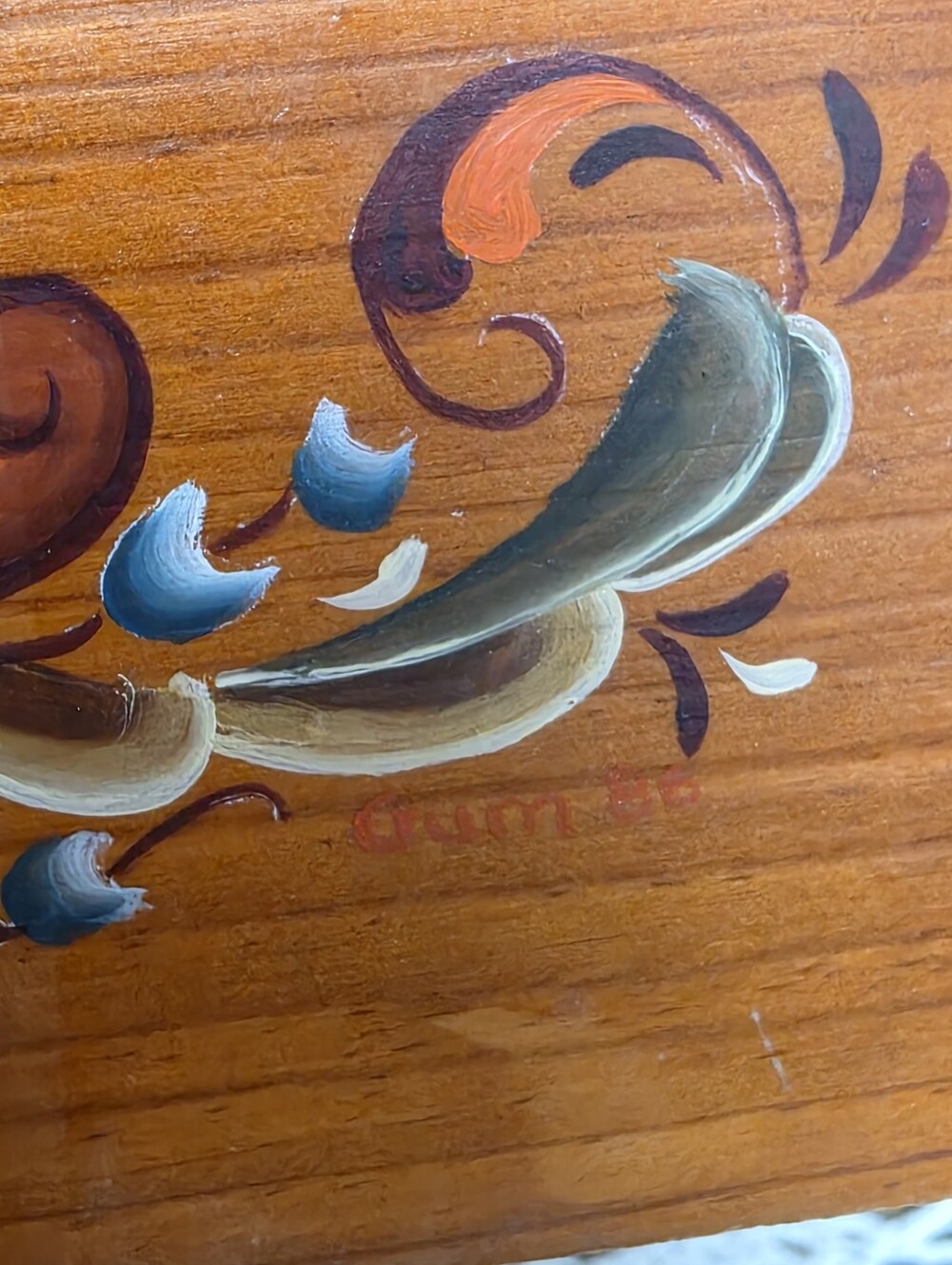 VINTAGE NORWEGIAN ROSEMALING HANDPAINTED GLASS JAR WOOD LID AND STORAGE RACK - Picture 13 of 13